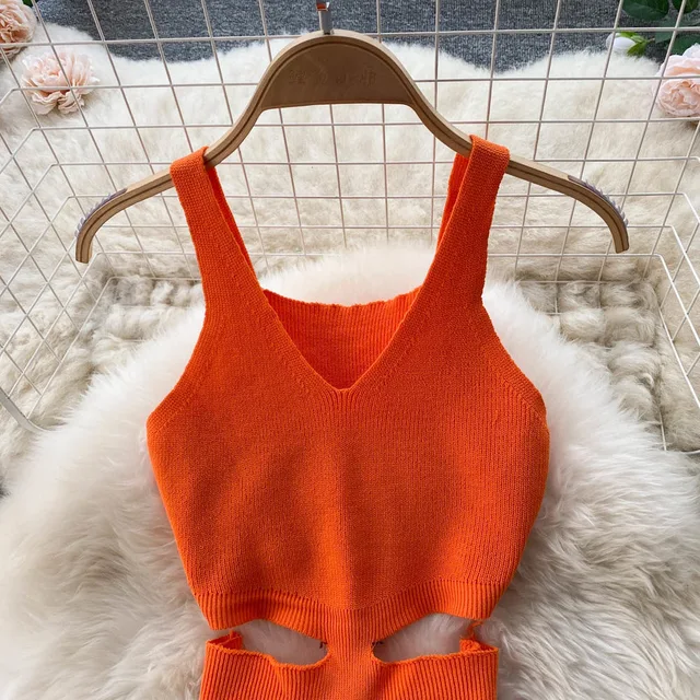 YuooMuoo-vestido ceñido con abertura en la cintura para mujer, traje Sexy de punto a la moda, ceñido a las caderas, ideal para fiesta de verano - Imagen 5