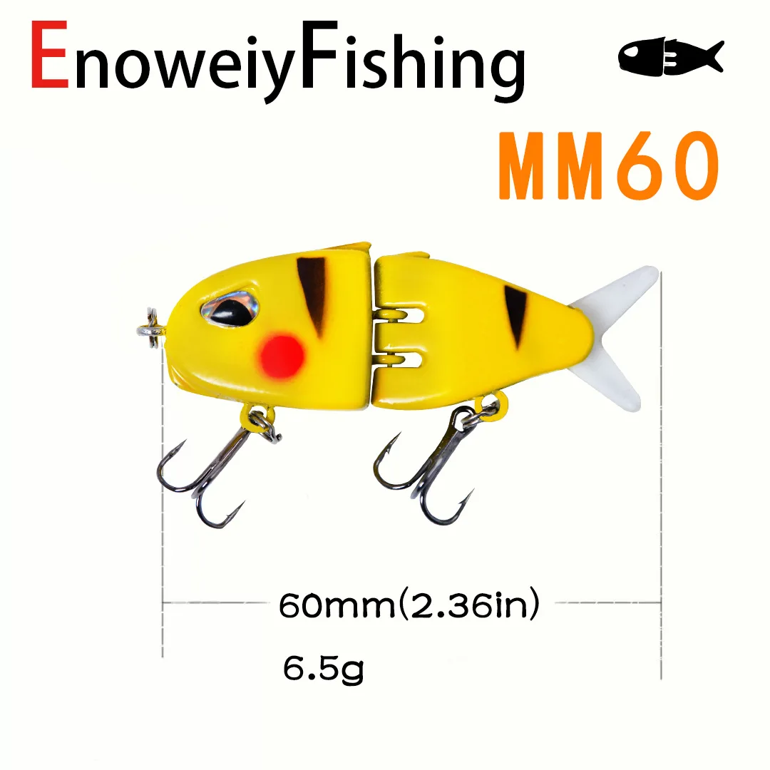 Swimbaits 6cm 6.5g MM60 Slow Sinking Diving 2Segment Fishing Lures Crankbait Small Multi Jointed Bait Bass