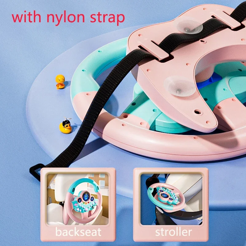 Toddler Steering Wheel Toy Backseat Travel Essentials with Lights Sounds Pretend Play Driving Simulator Educational Gift for Kid - 4