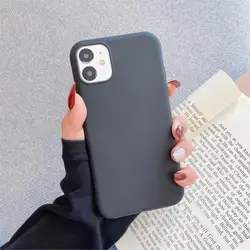 Candy Color Silicone Matte Back Phone Case - Vibrant & Durable Cover - iPhone 13 Mini (Black)