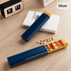 Deluxe Compact Weekly Pill Organizer - Travel - Ready Medicine & Vitamin Storage Box (Blue)