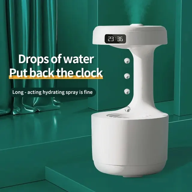 Water Droplet Air Humidifier Anti-Gravity Ultrasonic Cool Mist Maker Night Light Weightless Sprayer with LED Night Light 2