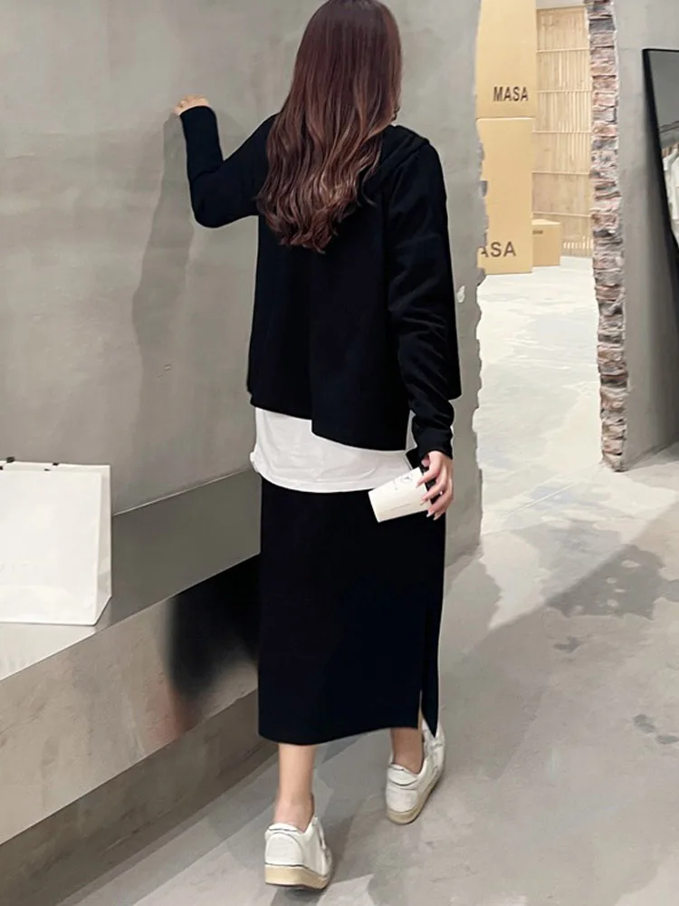 Women's Straight Long Split Skirt, High Waist, Casual, Plus Size, Good Quality, Autumn, 2024