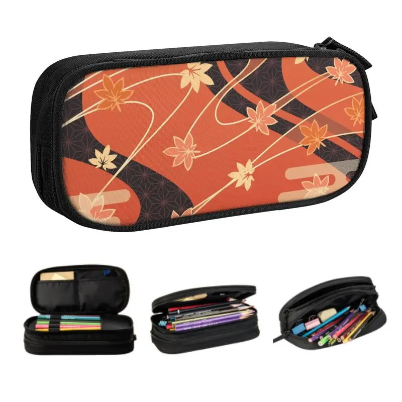 

Kaedehara Kazuha Maple Pencil Case for Boys Gilrs Custom Genshin Impact Anime Game Large Capacity Pen Box Bag School Supplies