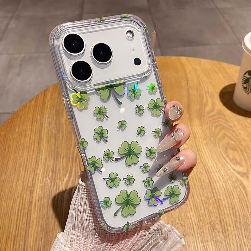 Luxurious Glitter Flower Shell Shockproof Phone Case - Hard Acrylic Clear Protective Cover