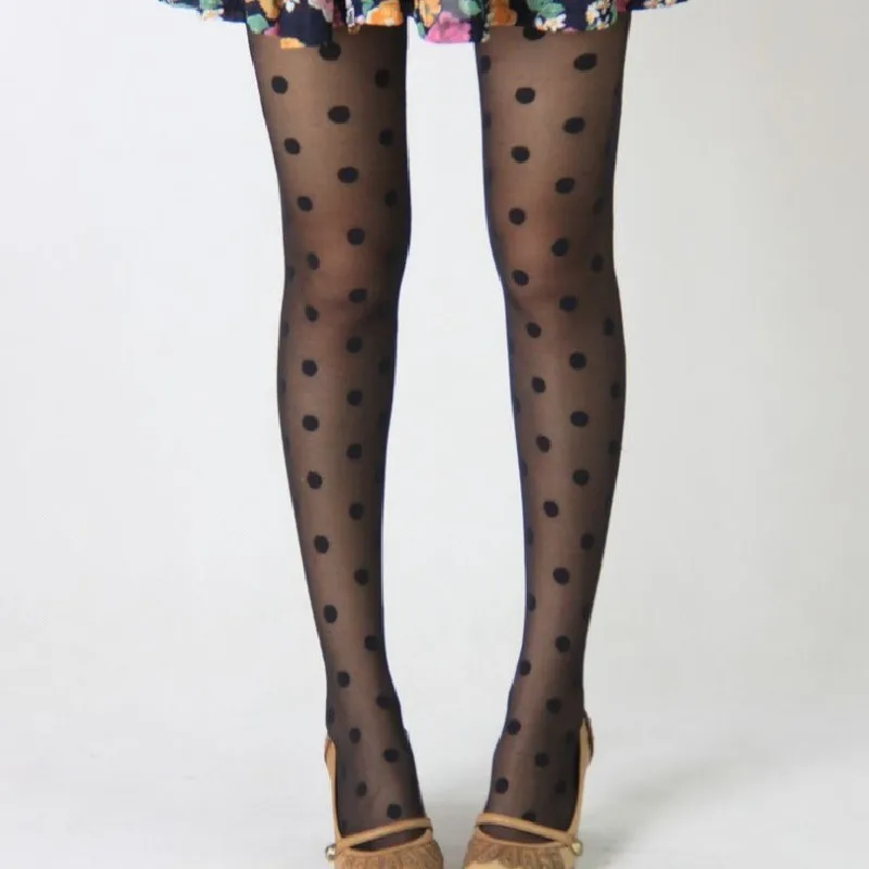 

Women's Tights Classic Small Polka Dot Silk Stockings Thin Ladies Vintage Faux Tattoo Stockings Pantyhose Female Hosiery