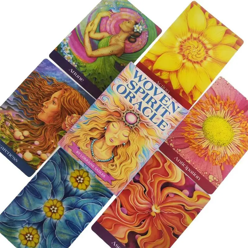 

52pcs Tarot Deck Cards Woven Spirit Oracle Cards English Version Playing Board Cards Table Board Game Tarot Gift