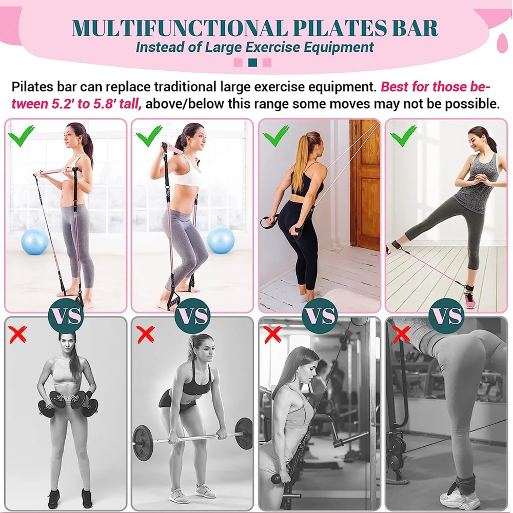 Pilates Bar Kit with Resistance Bands Multifunctional Yoga Bar