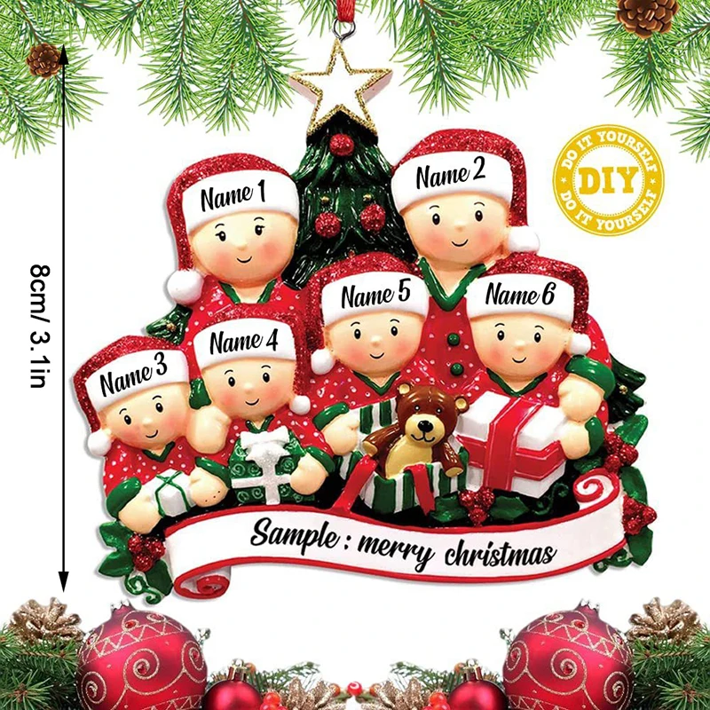 Christmas Pendant DIY Personal Family Christmas Decorations For Home 2D Acrylic Christmas Tree Hanging Ornament New Year 2026