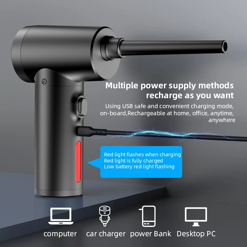Wireless Air Duster 50000 RPM Dust Blowing Gun USB Compressed Air Blower Cleaning For Computer Laptop Keyboard Camera Cleaning_voghion.com