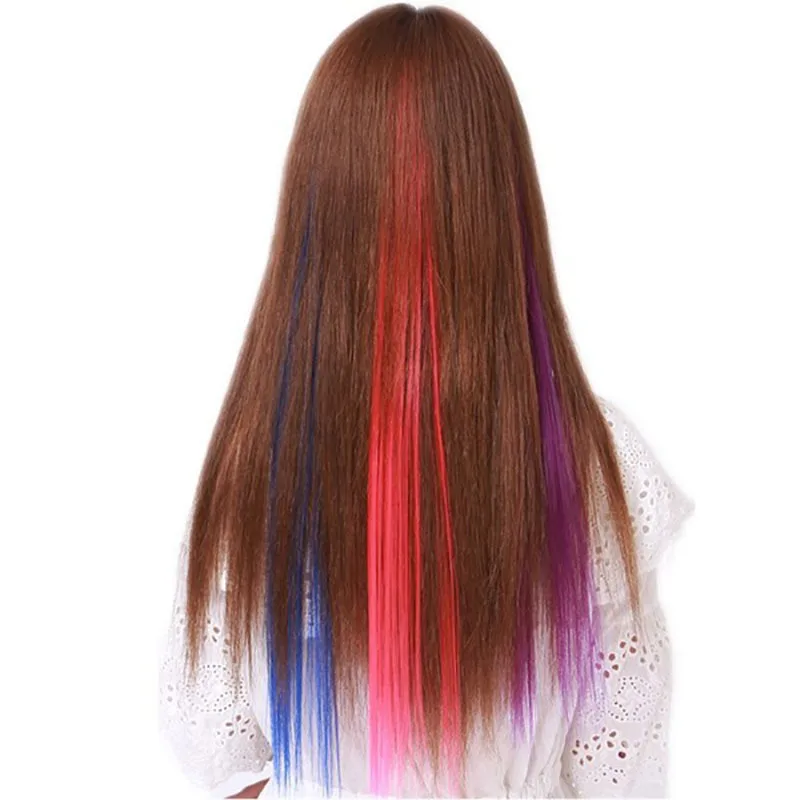 Multicolour Colour Wigs Chemical Fibre Hair Extensions High Temperature Silk No Trace Invisible Wig Extension Piece BBF