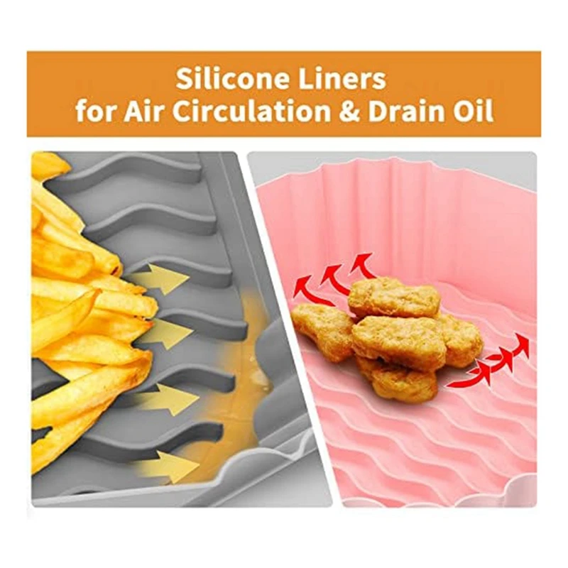 Silicone Air Fryer Liner, Suitable For 4 To 7 Qt Reusable Air