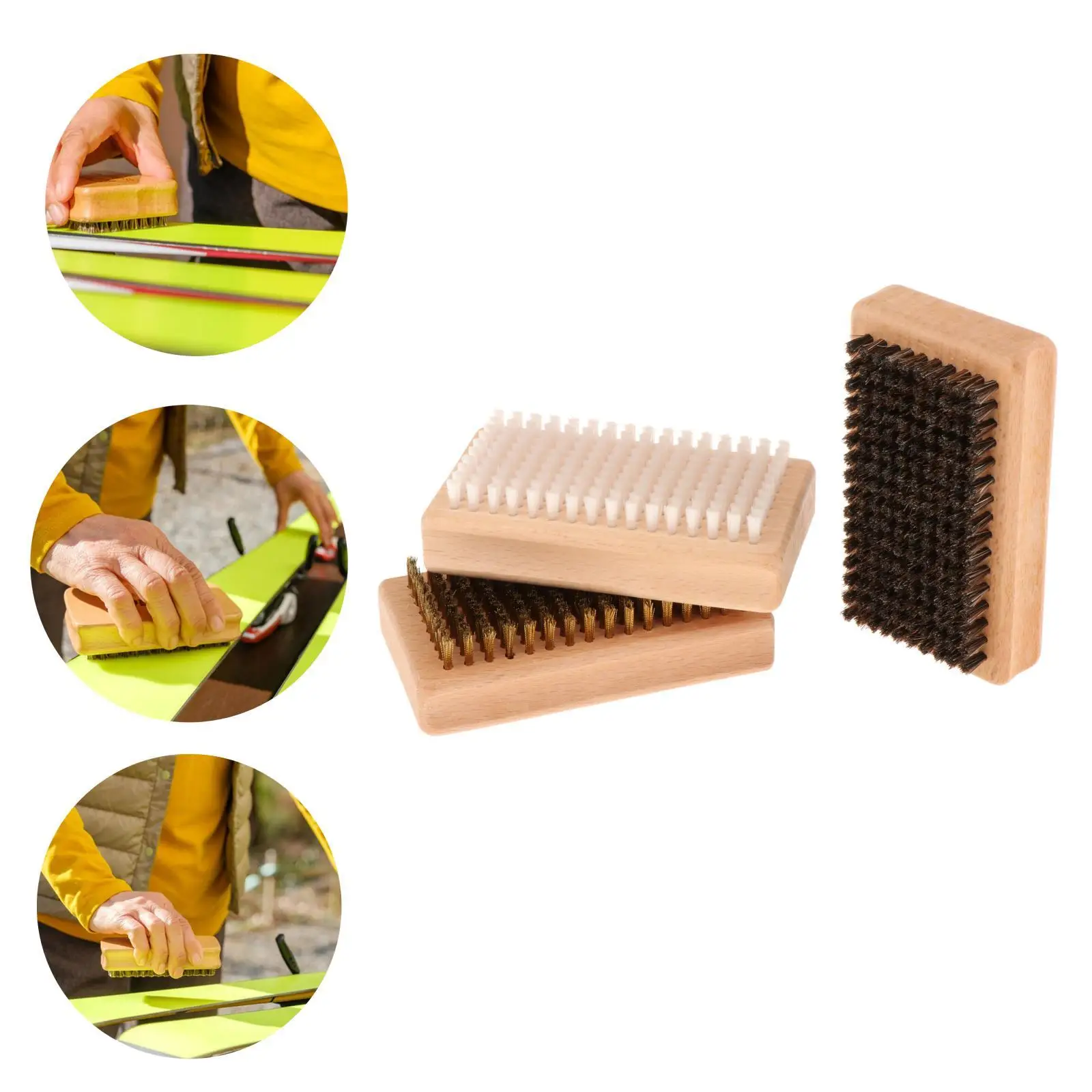 3x Snowboard Wax Brush Set, Ski Wax Brush, Ski Board Brush Set, Brushes