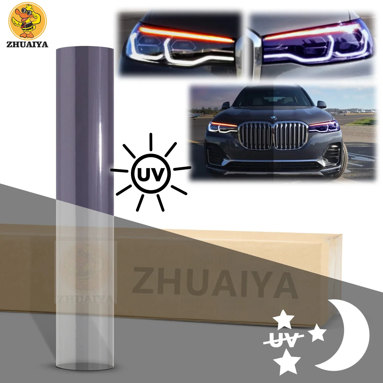 

ZHUAIYA PPF Paint Protection Photochromic Film UV Color Change Headlight Protection Film Self-healing Anti-scratch Film