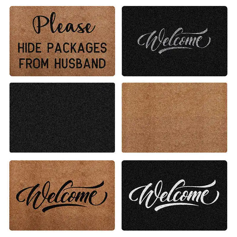 

Home Deocorative Doormat Front Door Mat Outdoor Indoor Black Coffee Polyester Fiber Anti-Slip Floor Mat Carpet Shoes Clean Mats