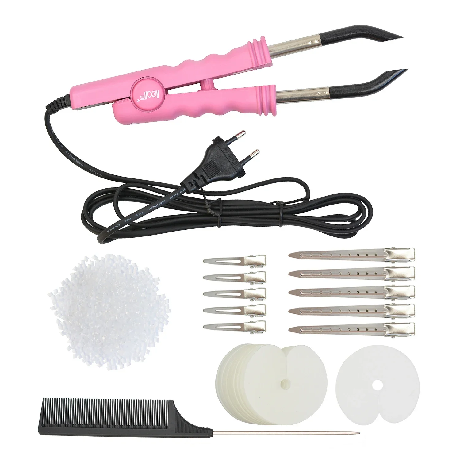 Heat Iron Connector Hair Extensions Fusion 1 Pc 10 Pcs Hair Clips 50g Keratin Beads 50 Pcs Single Hole Heat Shield Guards