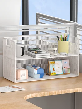Simple Office Desk Organizer Rack Desktop Storage Shelf Carbon Steel Material No Installation Required for Company Spaces