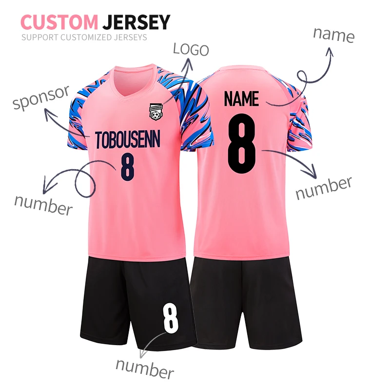 Soccer Jersey Sets Gradient Striped Design Print Name Number Outdoor Football Game Training Sport Shirts For Men/Kid