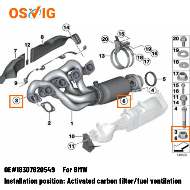 10pcs Oe#18307620549 M8 Carbon Steel Copper-plated Flange Locking Nut For Bmw Exhaust System E30 E36 E46 E34 E39 Z3