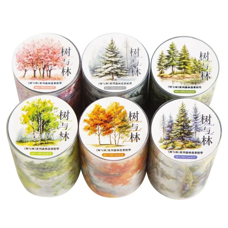 2M/Roll Material Loop Stickers Tape Tree Forest Tree Forest Lapbook Red Maple Leaf  Diary Adhesives Scrapbook 60mm*2m 3
