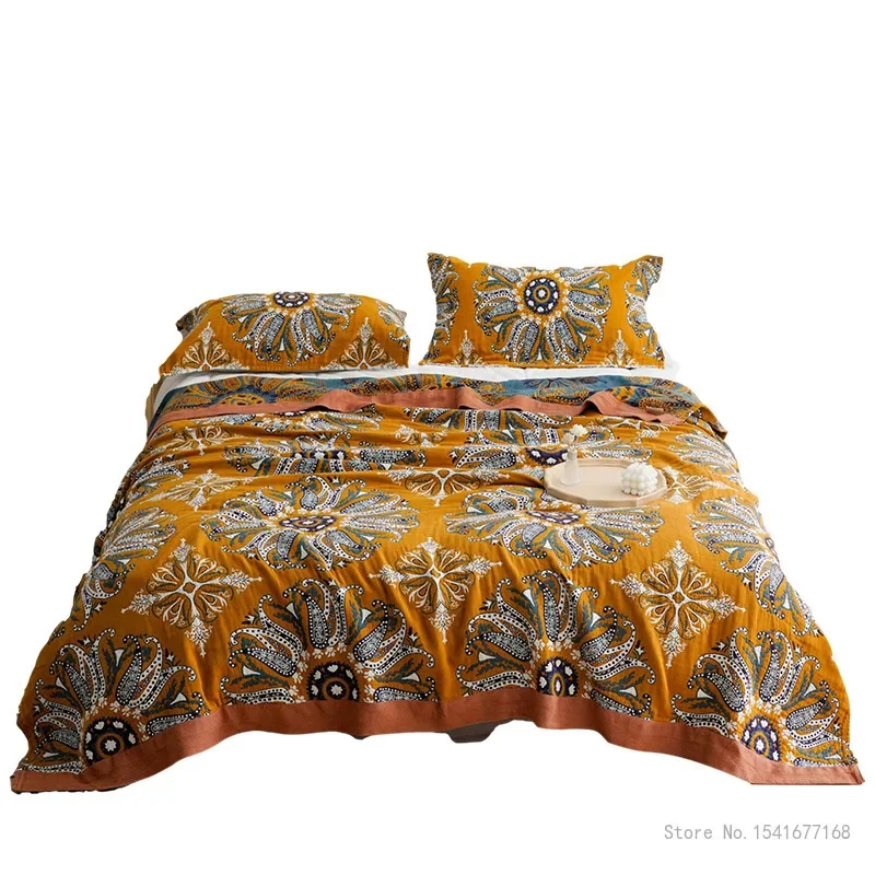 Thin Air-Conditioning Quilt for Adult and Children Five-layer Gauze Towel Bedspread Office Household Sofa Blanket Summer Bedding