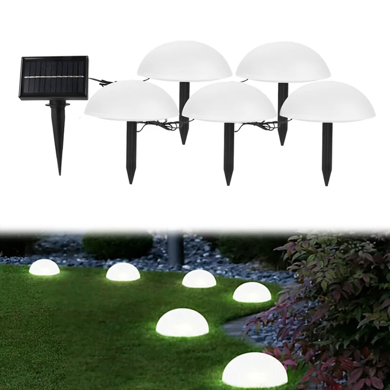 

5 In 1 Ball Shaped Solar Ground Light Garden Lawn Lamp Outdoor Waterproof Pathway Half Global Landscape Light LED Solar Lights