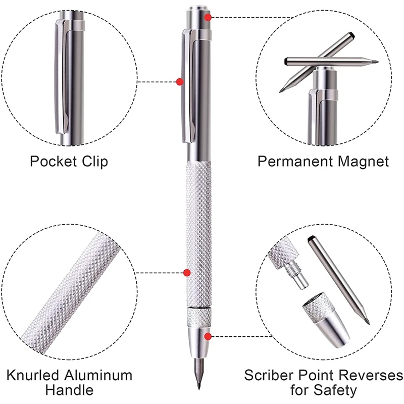 2 Sets Tungsten Carbide Scribers With Magnet, 2Pcs Engraving Pens With 2Pcs Replacement Marking Tips,For Glass Ceramics wood pellet press