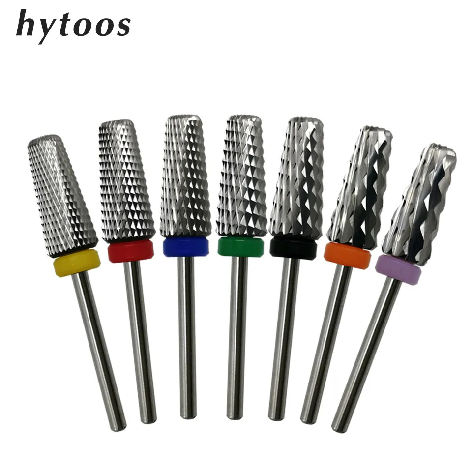 HYTOOS Safety Dust Proof Tapered Nail Bit 3/32 Carbide Nail Drill Bits Rotary Milling Cutter for Manicure Accessories