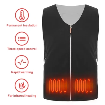1/2PCS 5 Areas Heating Vest Winter USB Infrared Thermal Jacket Electric Heating Sleeveless Self-heating Clothe For Outdoor Sport 2