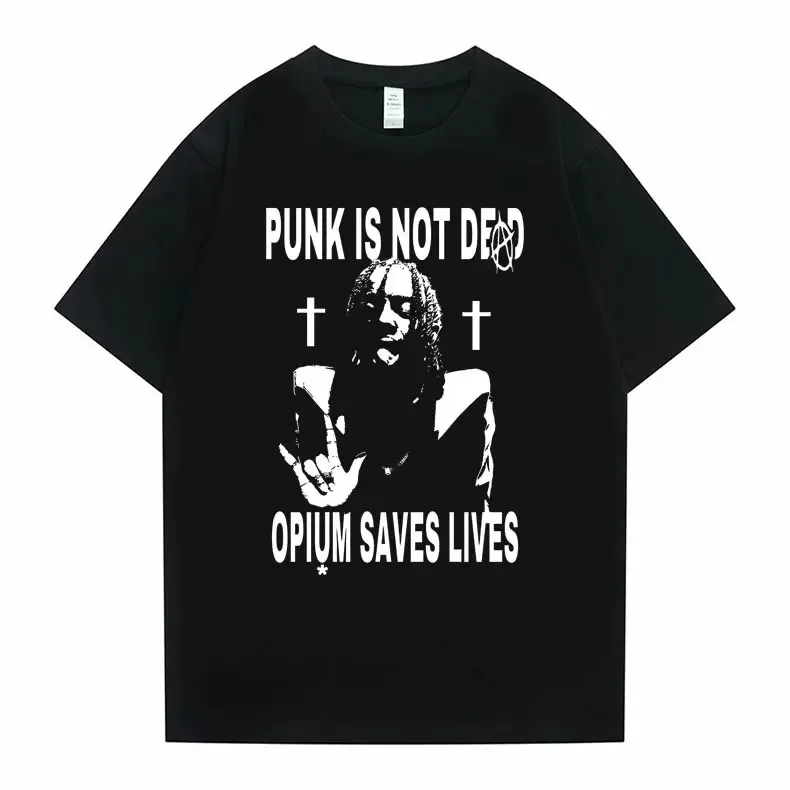 Hip Hop Oversized Playboi Carti Punk Is Not Ded Opium Saves Lives Print hip-hop-oversized-playboi-carti-punk-is-not-ded-opium-saves-lives-print