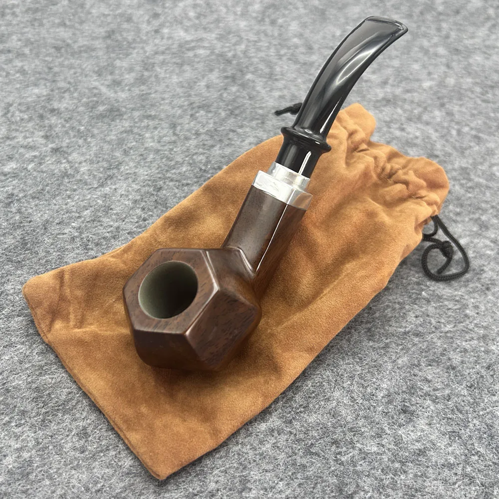1pcs Natural Ebony Wood Wooden Tobacco Pipe Sandalwood Smoking Pipe Filter Smoke
