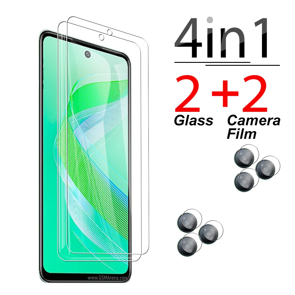 

4 в 1 для объектива камеры Infinix Smart 8, защитное стекло Smart8, закаленное стекло высокой четкости, защитное стекло с полным покрытием экрана 6,6 дюйма