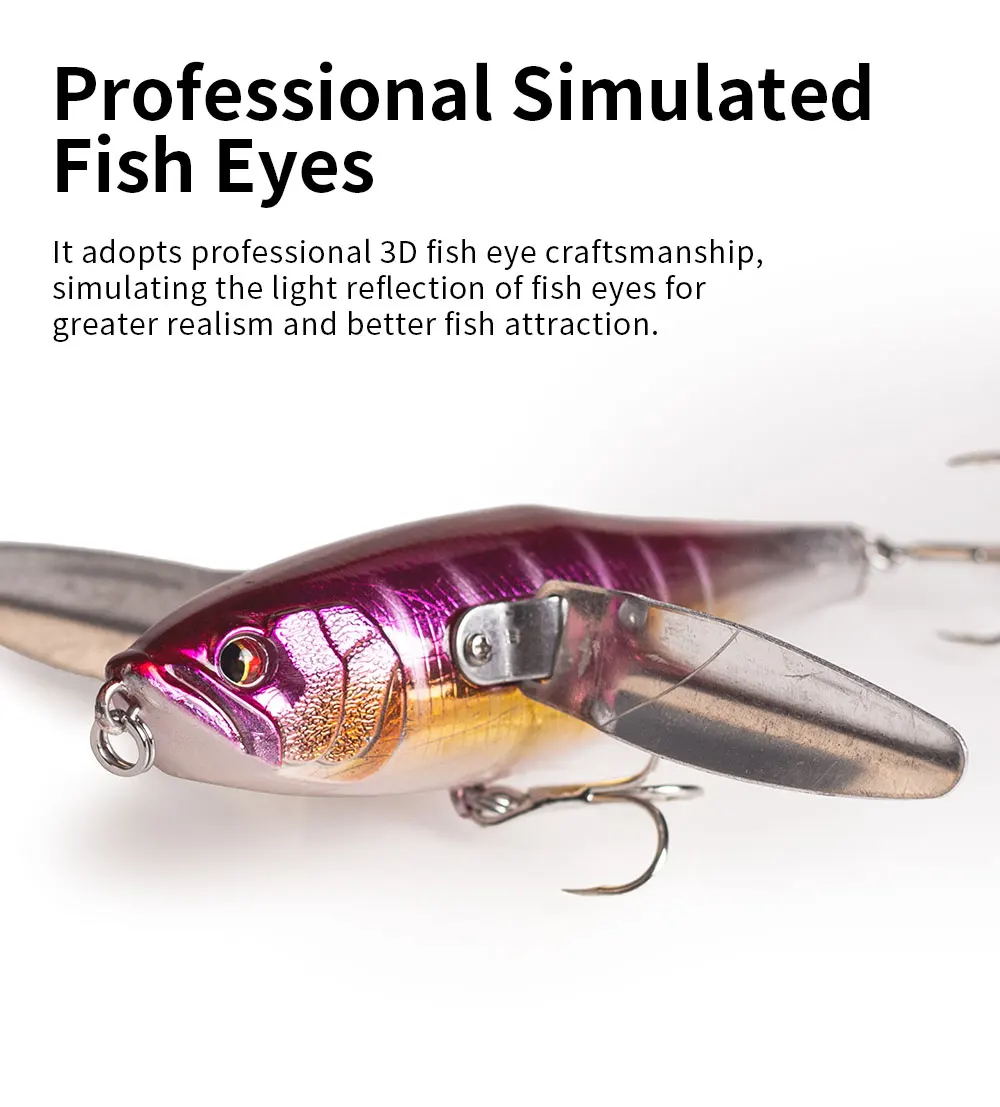 115mm/33,5g Topwater Popper Köder Schwimmender Angelköder Hartmetall-Köder mit Edelstahlflügeln Wobbler Swimbait Pesca Hecht Barsch Angelzubehör – Detail 7