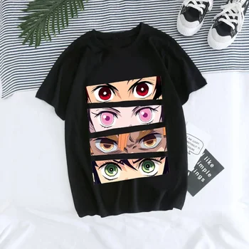 Women T-shirt Kaus Grafis Anime Demon Slayer Uniseks Tanjirou Kamado Kaus Wanita Kimetsu No Yaiba Nezuko Kaus Wanita 1