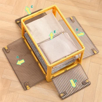 대용량 접이식 보관함, 옷장 정리함, 쌓을 수 있는 잡화, 바퀴가 달린 가정 의류 책통 상품 이미지