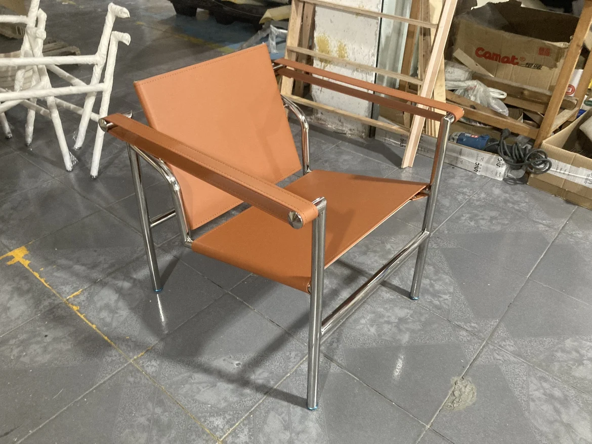 Lounge Leisure PU Leather Cow Leather Stainless Steel Frame