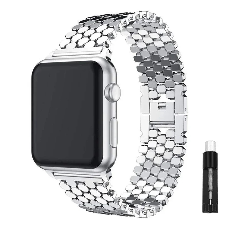 애플 워치 밴드 울트라 2 45mm 49mm 42mm 44mm 스틸 스트랩 팔찌, iWatch 시리즈 9 8 7 6 se 5 4 41mm 40mm 38mm 루프