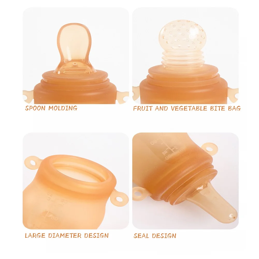 90ml silicone baby food feeding bottle multifunctional complementary food feeding bottle baby bottle milk bottle feeding bottle 3PCS