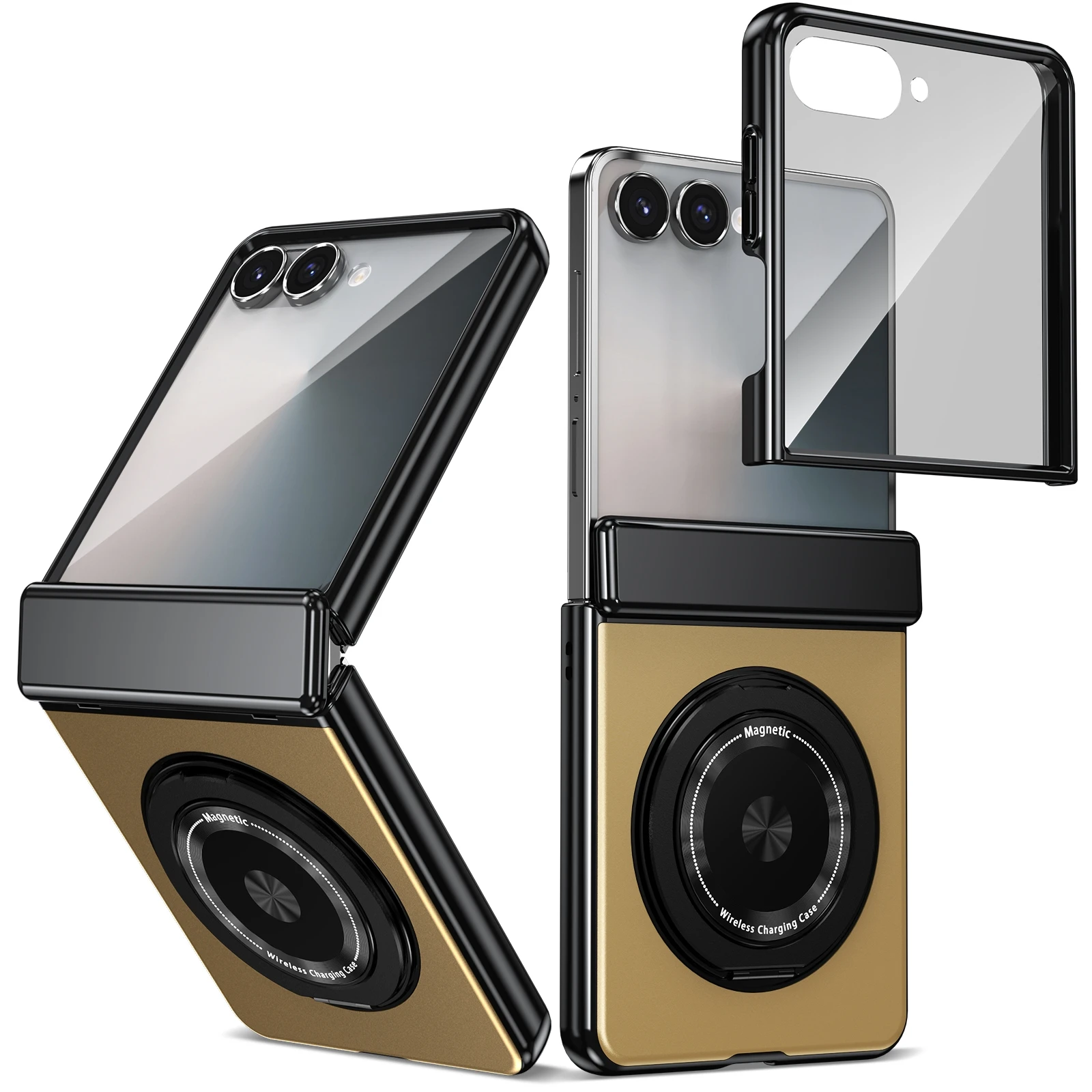 Luxury Electroplating Phone Case with Magnetic Metal Holder and Tempered Film Protection