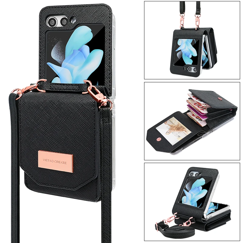 Vietao Crossbody Lanyard Mobile Phone Case with Card Slots Wallet