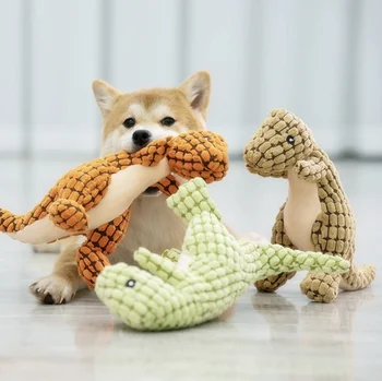 Plush Squeaky Interactive Dog And Cat Chew Toys Dinosaur