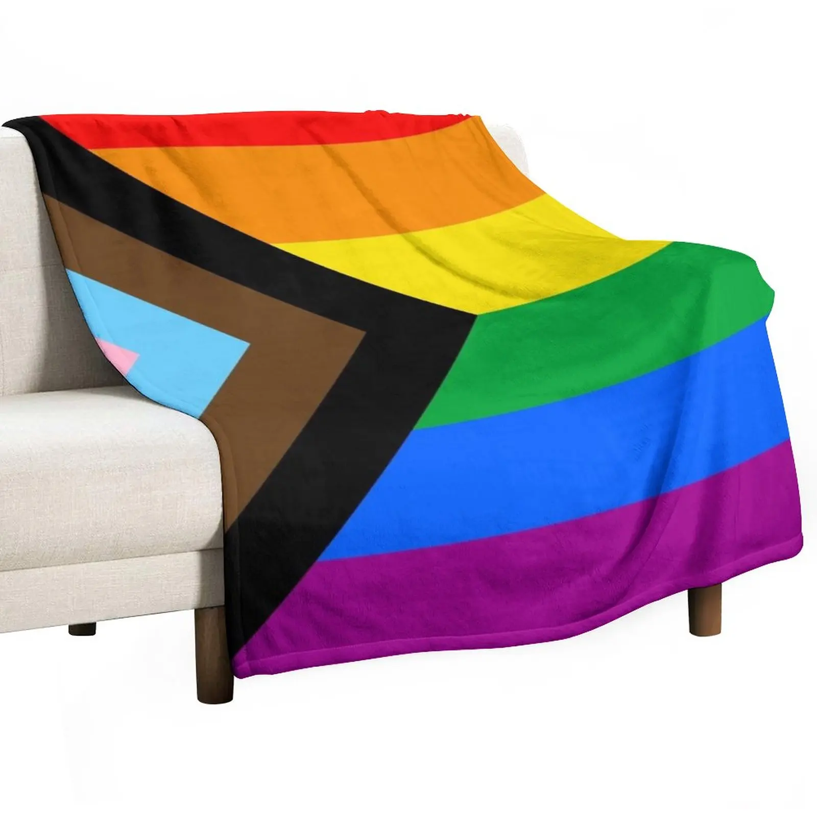 

LGBTQ+ Progress Pride Flag Throw Blanket Softest Blanket Camping Blanket wednesday