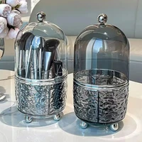 Makeup Brush Organizer Semi-transparent Vanity Desktop Cosmetics Storage Box 360° Rotating Lipstick Storage Box Luxury Container 1
