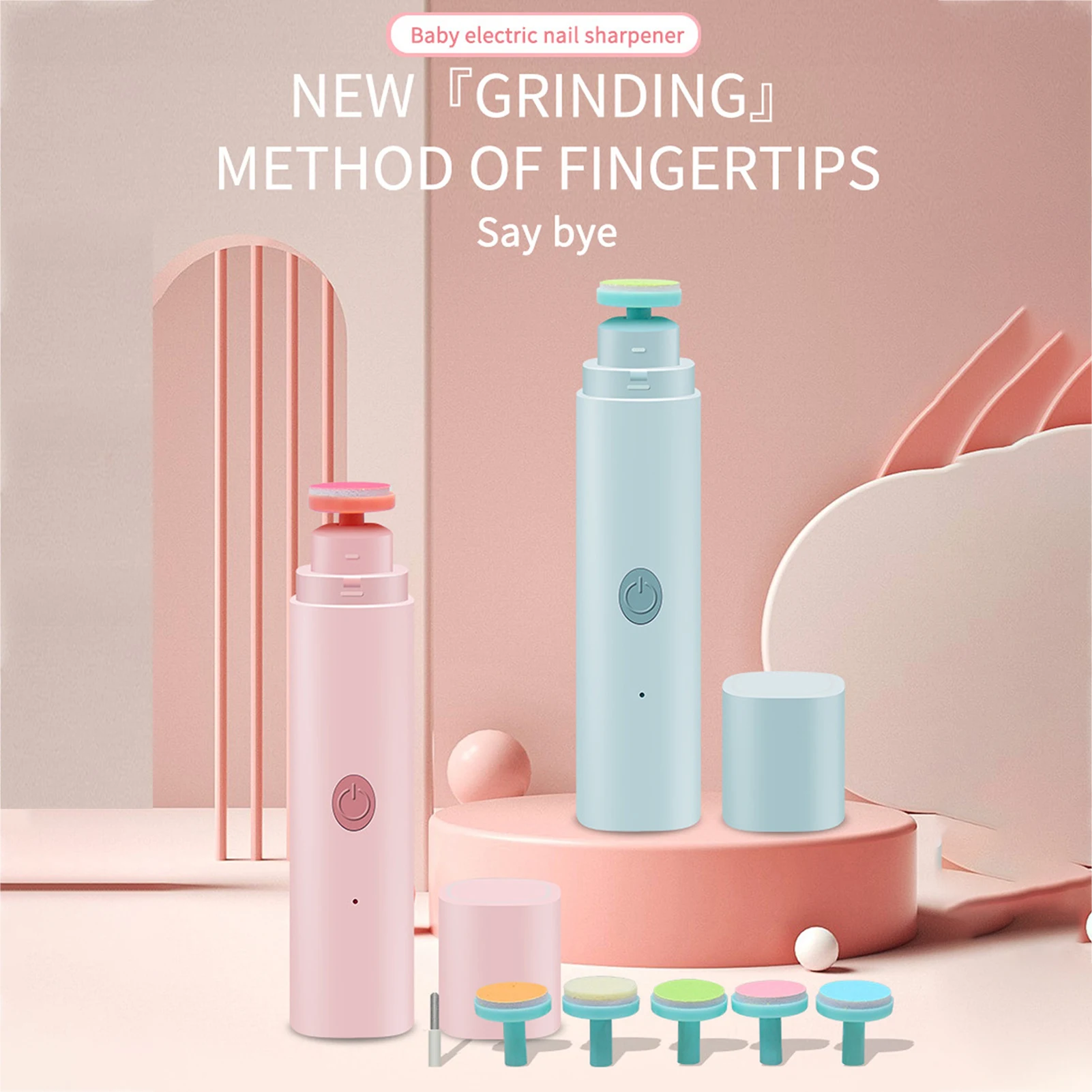 Baby Nail Grinder Electric Nail File Trimmer LED Lights Newborn Manicure Pedicure Clippers Cutter Scissors Care Set