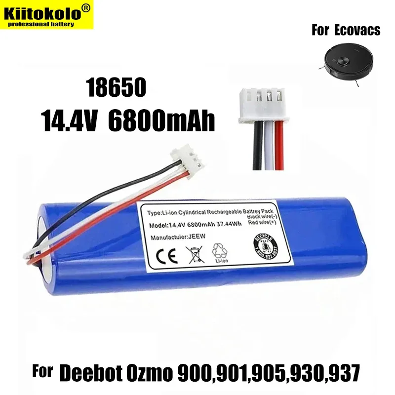 

New 14.4V Original 6800mAh 9800mAh 12800mAh Robot Vacuum Cleaner Battery Pack for Ecovacs Deebot Ozmo 900, 901, 905, 930, 937