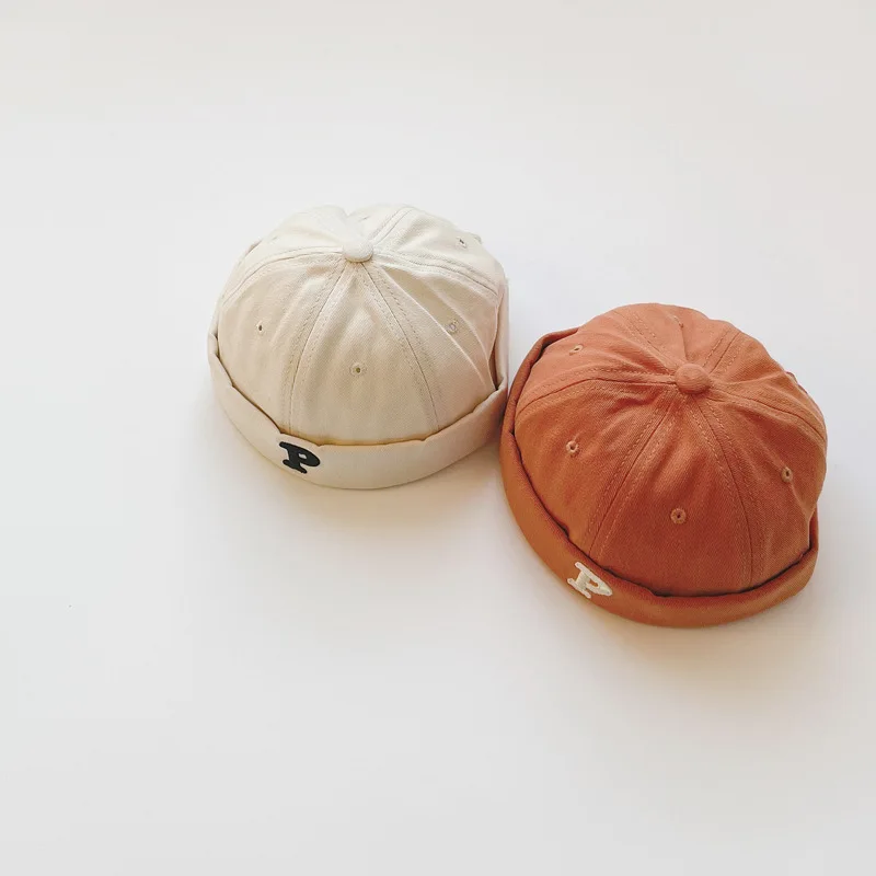 Kids Melon Skull Beanie - Solid Color Brimless Hat for Boys  Girls