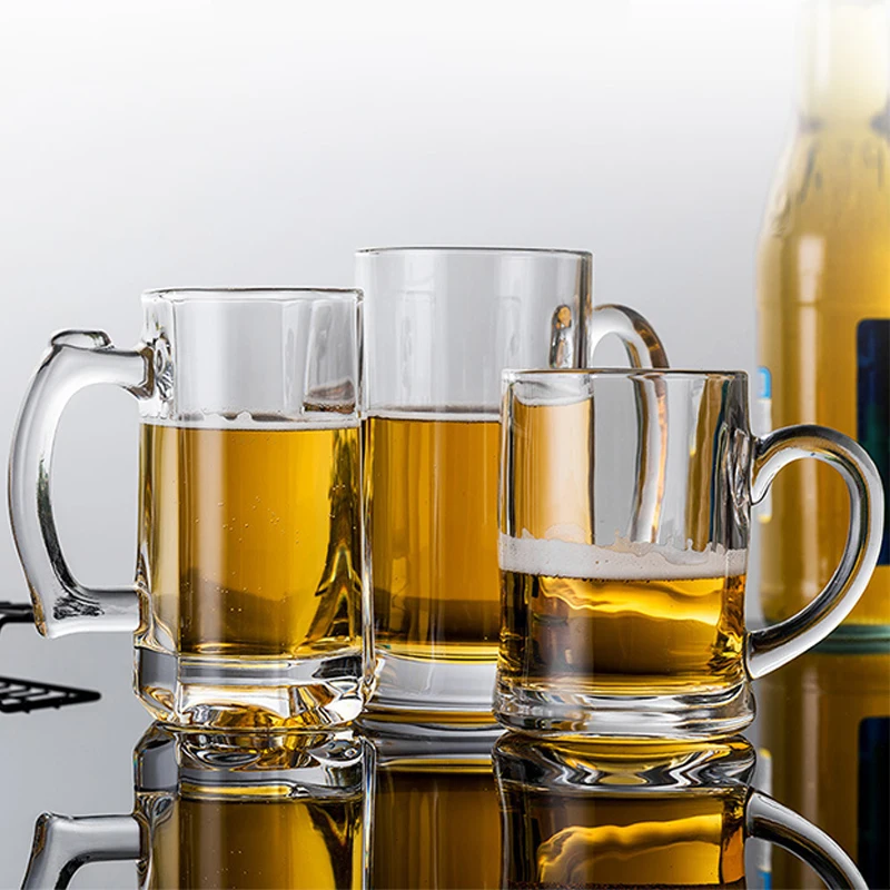 High-capacity Creative Beer Glass Cup with Handle Summer Household Beer Thickened Cup Cold Transparent Water glass cup