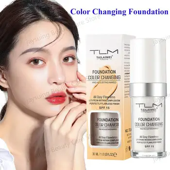 Fondotinta che cambia colore Base per il trucco Nude Face Full Cover Matte Concealer Long Lasting Make Up Liquid Foundation Cream 30ml