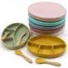 Cartoon Baby Bowls Plates Spoons Silicone Suction Feeding Food Children's Tableware BPA Free Non-Slip Baby Dishes Bowl for Kids 6