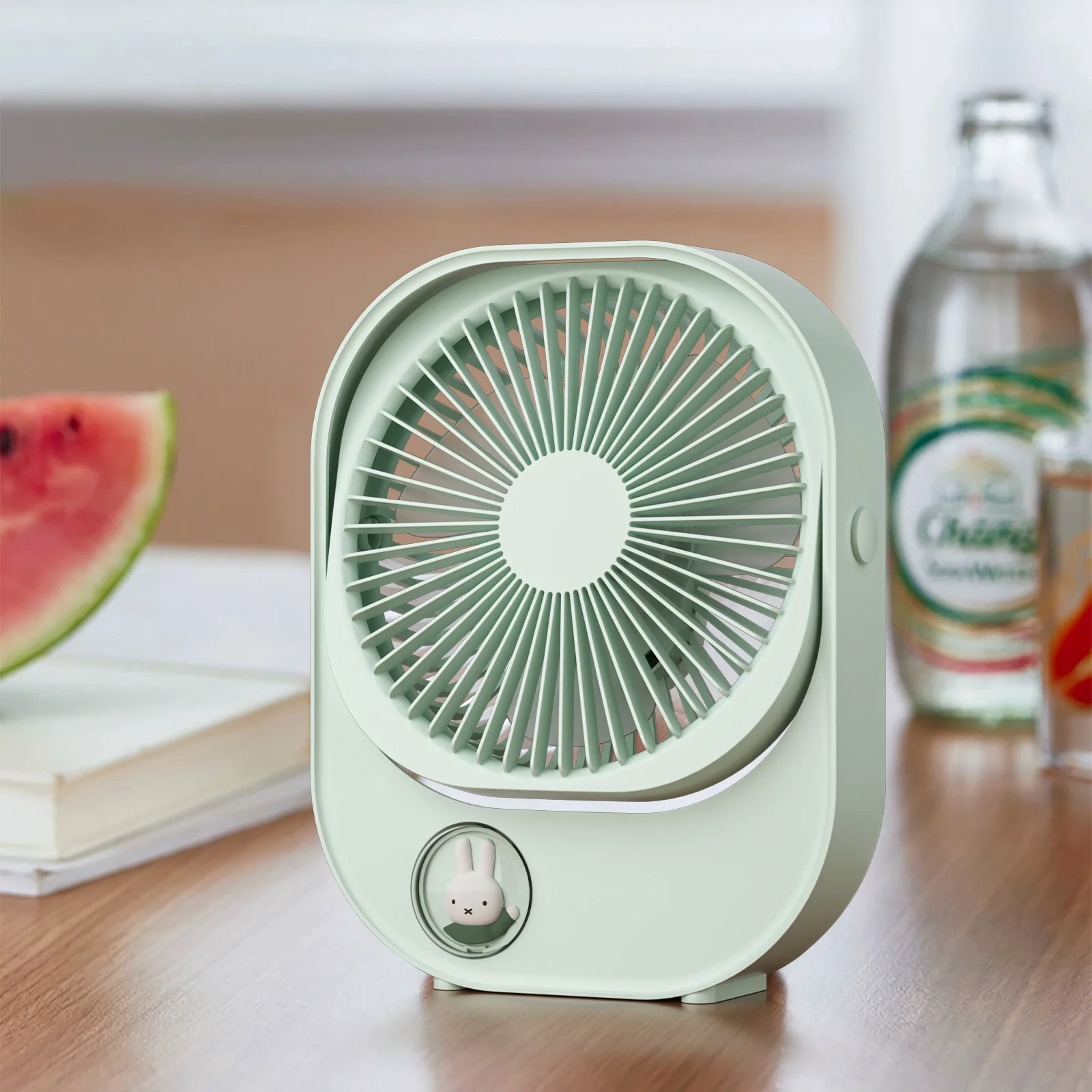 MIPOW &miffy Small Desk Fan Ultra Quiet Table Fan USB Rechargeable Strong Airflow Cooling With 3 Speed Powerful Wind Office